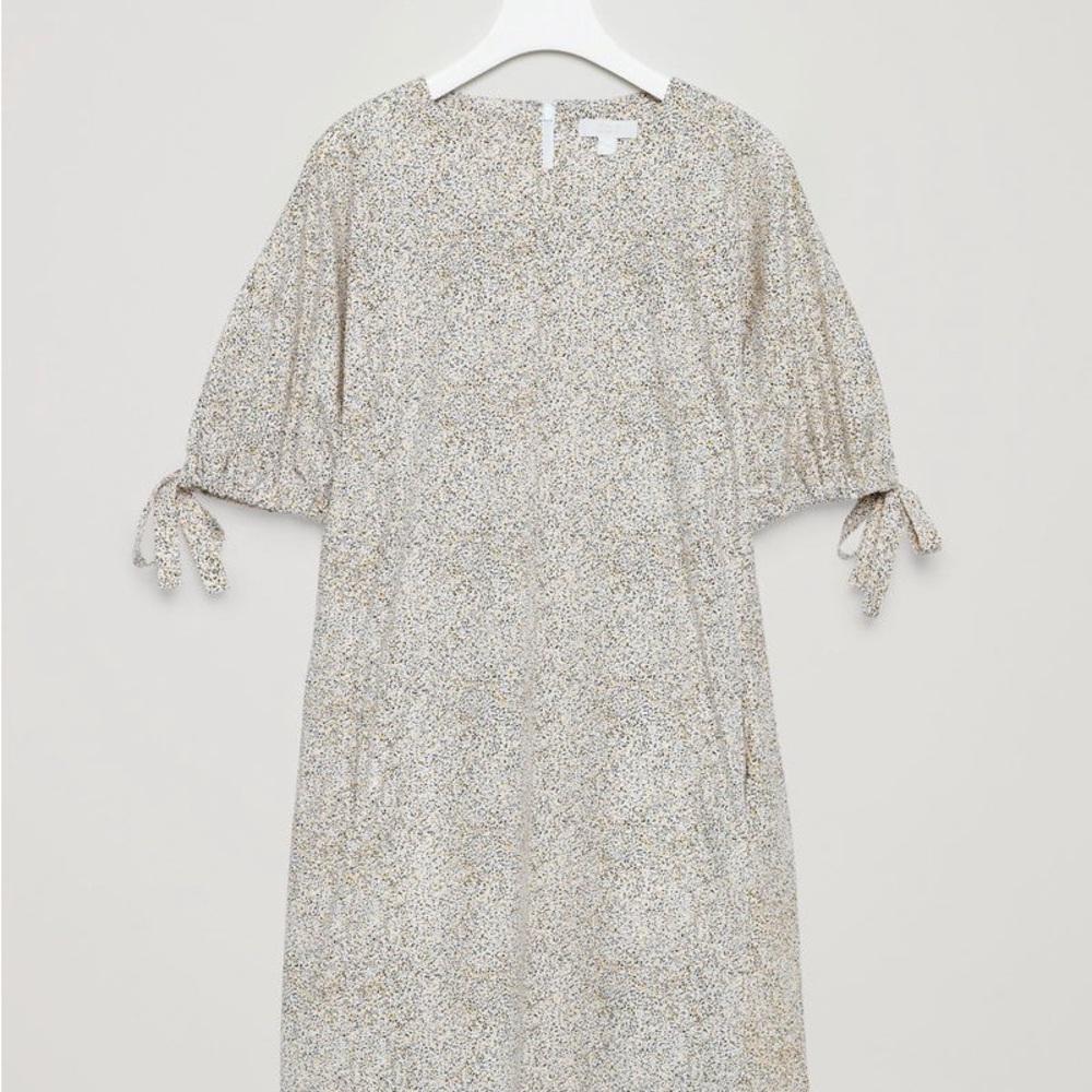 COS Short Sleeve Dress - Splattered Yellow and Black colour on White